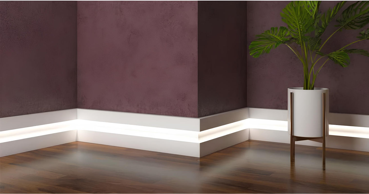 Effect Serisi 11.5 Cm Lake Beyaz Led Kanallı Ledli Pvc Süpürgelik