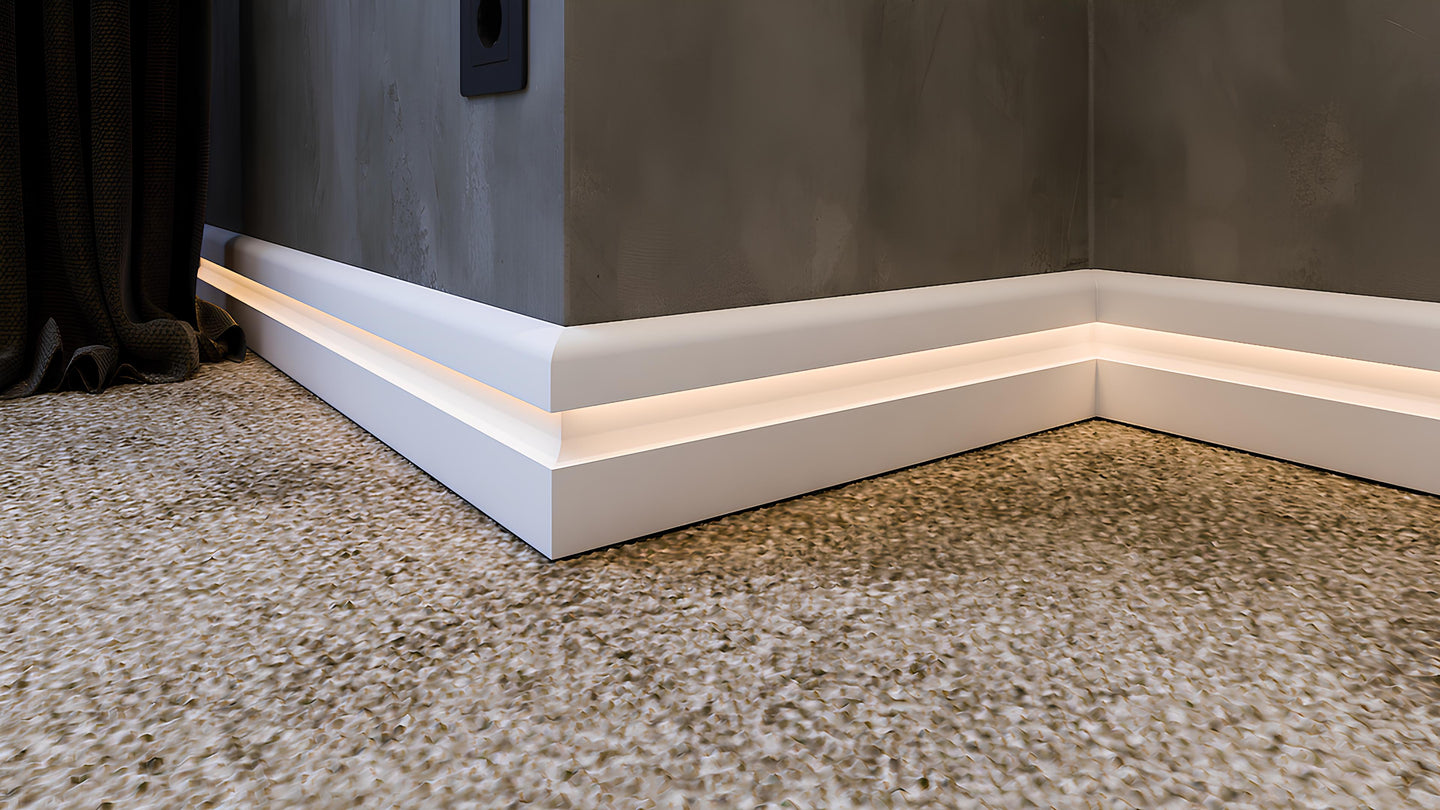 Effect Serisi 11.5 Cm Lake Beyaz Led Kanallı Ledli Pvc Süpürgelik