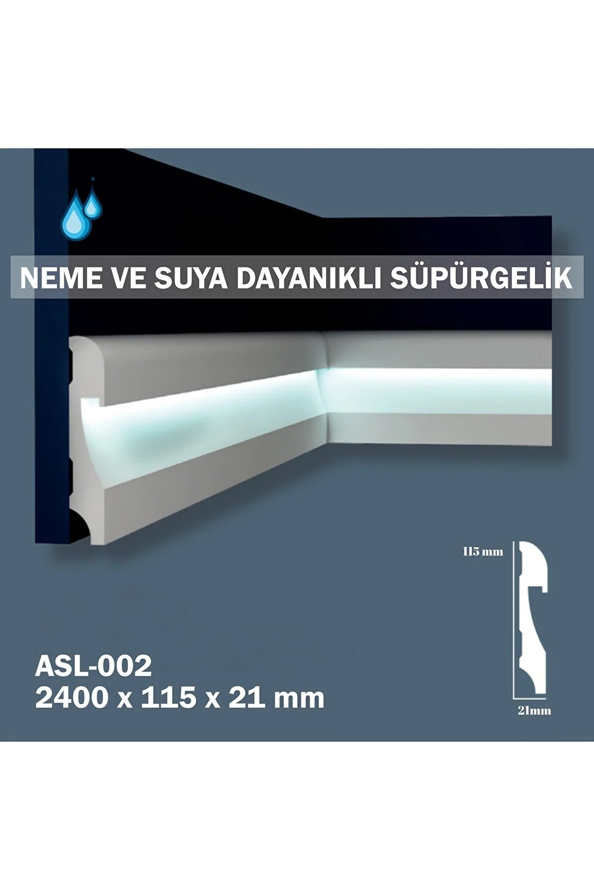 11.5 Cm Polimer Lake Beyaz Ledli Süpürgelik