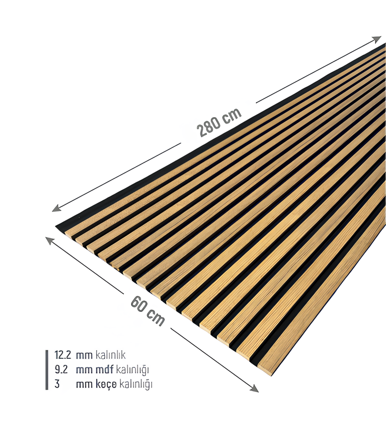 Akustik Ahşap Duvar Paneli Teak Lambiri 60*280 Cm
