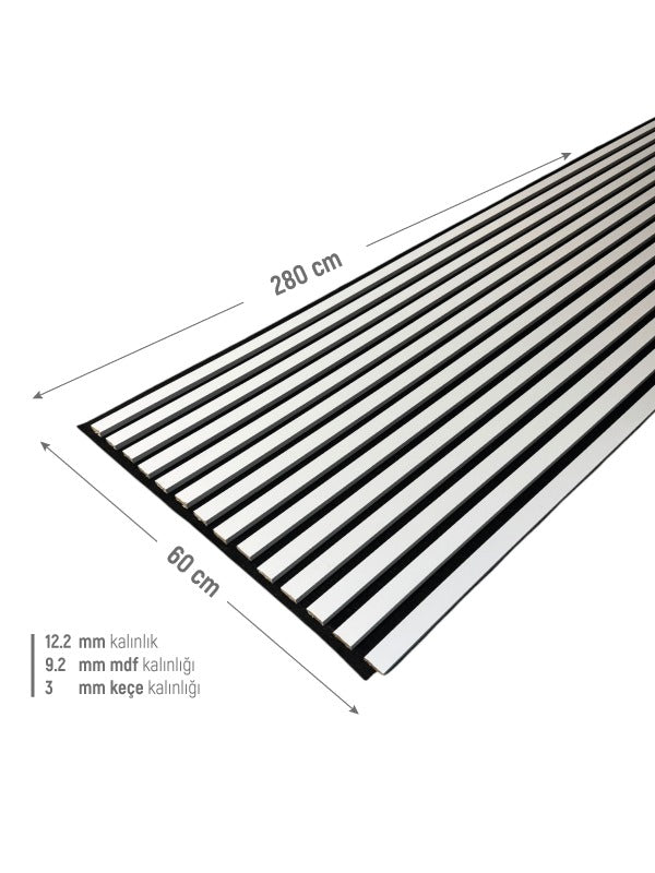 Akustik Ahşap Duvar Paneli Beyaz Lambiri 60*280 Cm