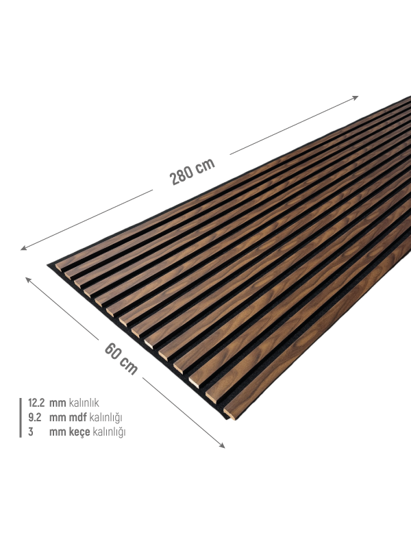 Akustik Ahşap Duvar Paneli Anadolu Ceviz Lambiri 60*280 Cm